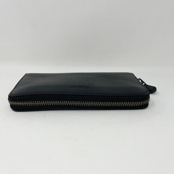 Coach Accordion Zip Wallet Black Leather Glove-Tanned 12 Card Slots 54300‎ - Picture 5 of 11